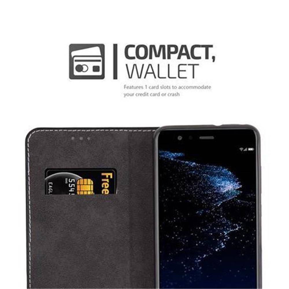 Cadorabo Hülle für Huawei P10 LITE Schutzhülle in Schwarz SHandyhülle Book Case Etui Kunstleder