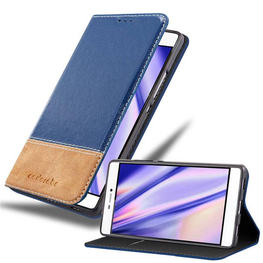 Cadorabo Hülle für Huawei P8 Schutzhülle in Blau SHandyhülle Book Case Etui Kunstleder