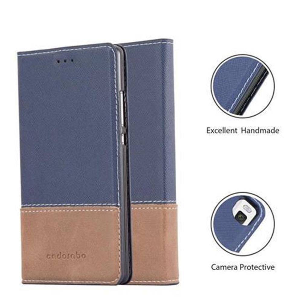 Cadorabo Hülle für Huawei P8 Schutzhülle in Blau SHandyhülle Book Case Etui Kunstleder