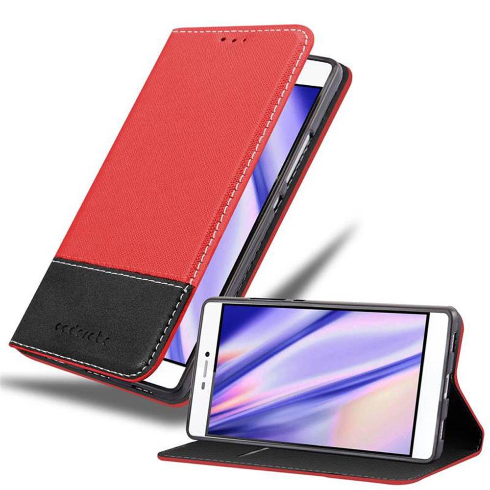 Cadorabo Hülle für Huawei P8 Schutzhülle in Rot SHandyhülle Book Case Etui Kunstleder