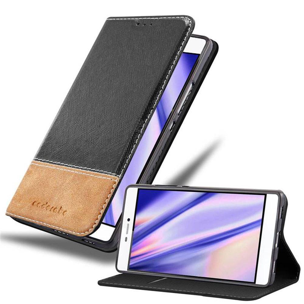 Cadorabo Hülle für Huawei P8 Schutzhülle in Schwarz SHandyhülle Book Case Etui Kunstleder