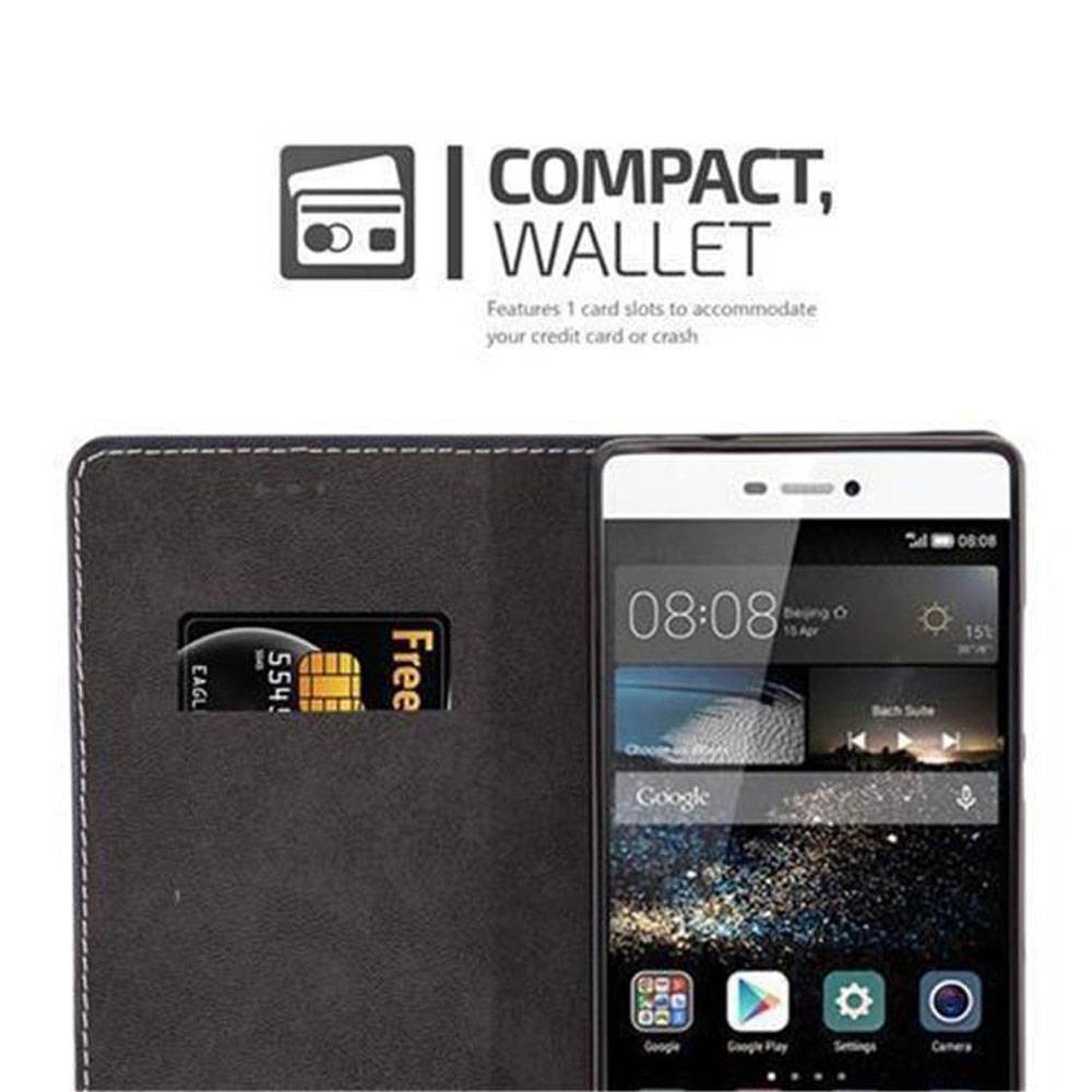 Cadorabo Hülle für Huawei P8 Schutzhülle in Schwarz SHandyhülle Book Case Etui Kunstleder