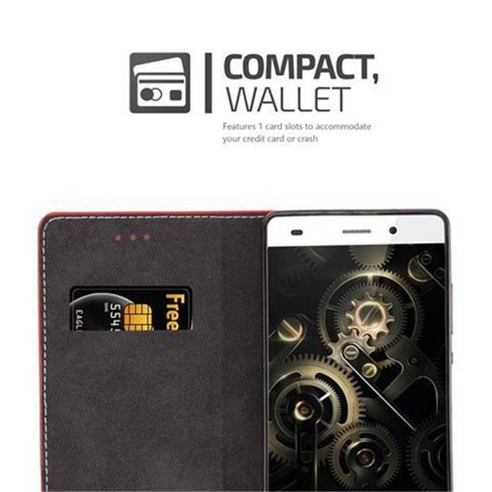 Cadorabo Hülle für Huawei P8 LITE 2015 Schutzhülle in Rot SHandyhülle Book Case Etui Kunstleder