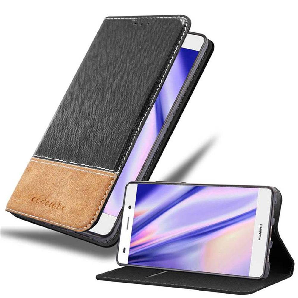 Cadorabo Hülle für Huawei P8 LITE 2015 Schutzhülle in Schwarz SHandyhülle Book Case Etui Kunstleder