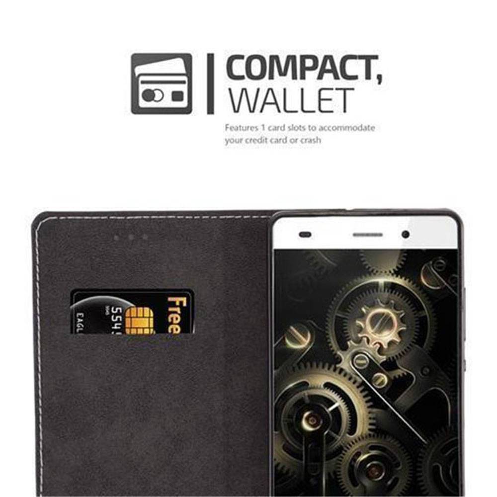 Cadorabo Hülle für Huawei P8 LITE 2015 Schutzhülle in Schwarz SHandyhülle Book Case Etui Kunstleder