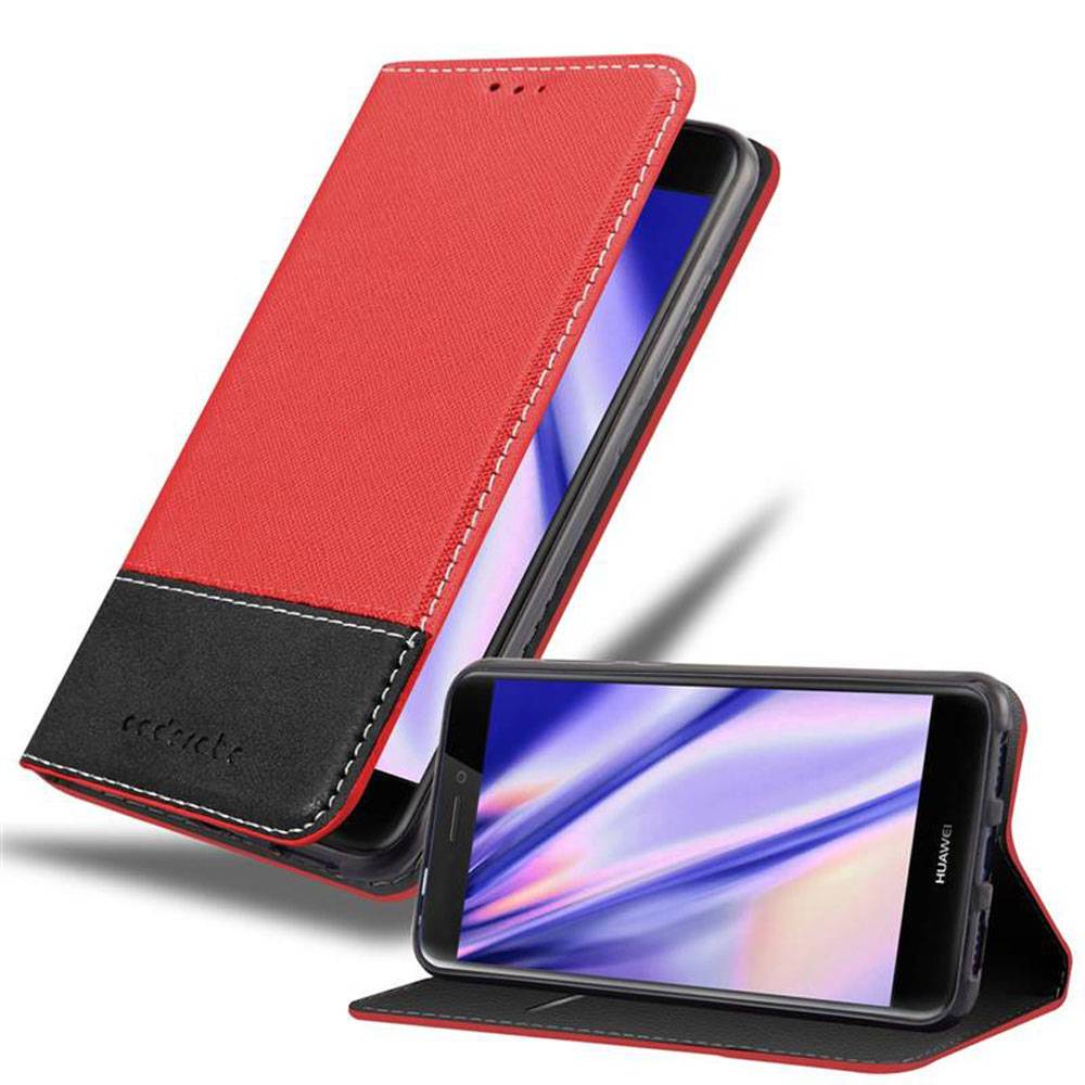 Cadorabo Hülle für Huawei P8 LITE 2017 / P9 LITE 2017 Schutzhülle in Rot SHandyhülle Book Case Etui Kunstleder