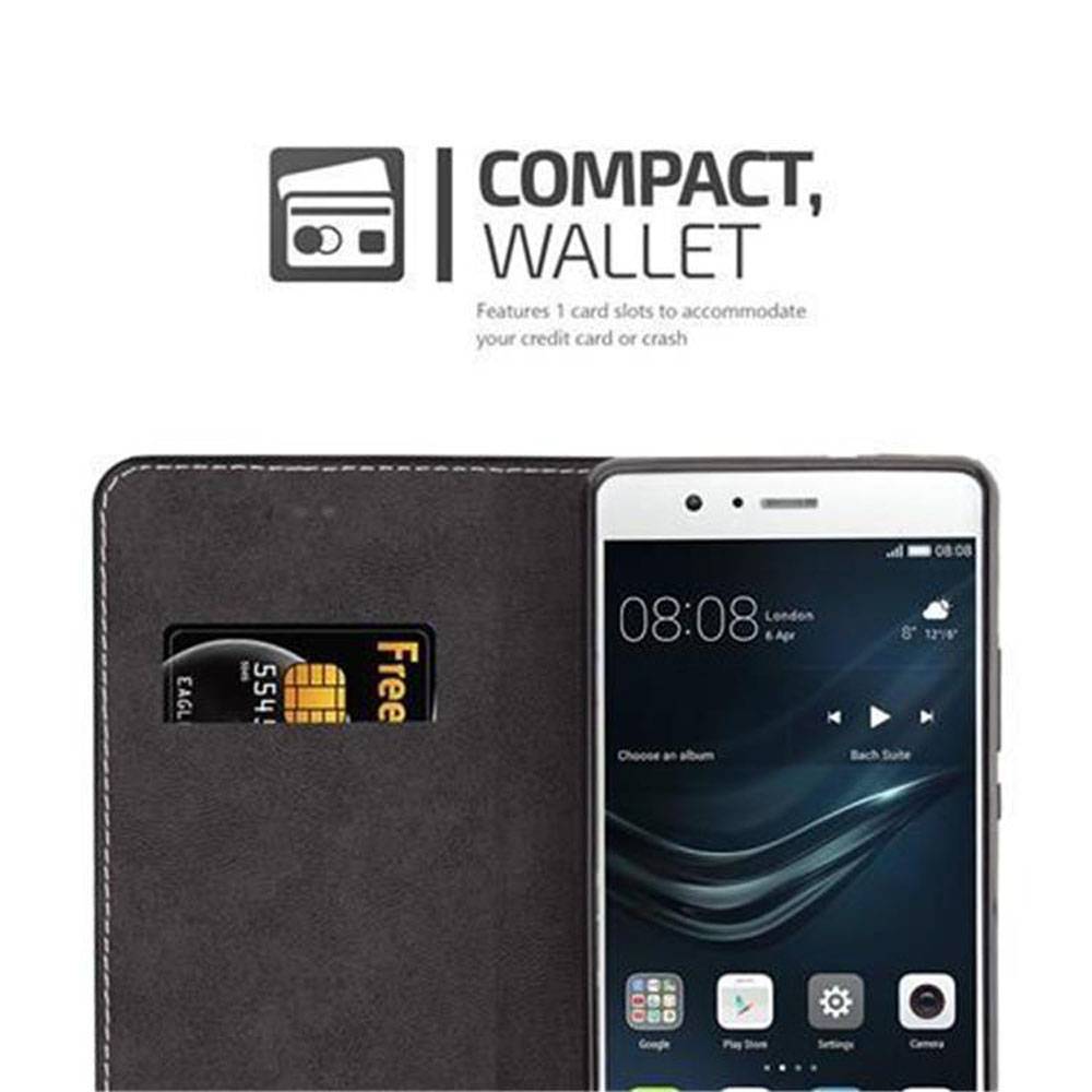Cadorabo Hülle für Huawei P9 LITE 2016 / G9 LITE Schutzhülle in Schwarz SHandyhülle Book Case Etui Kunstleder