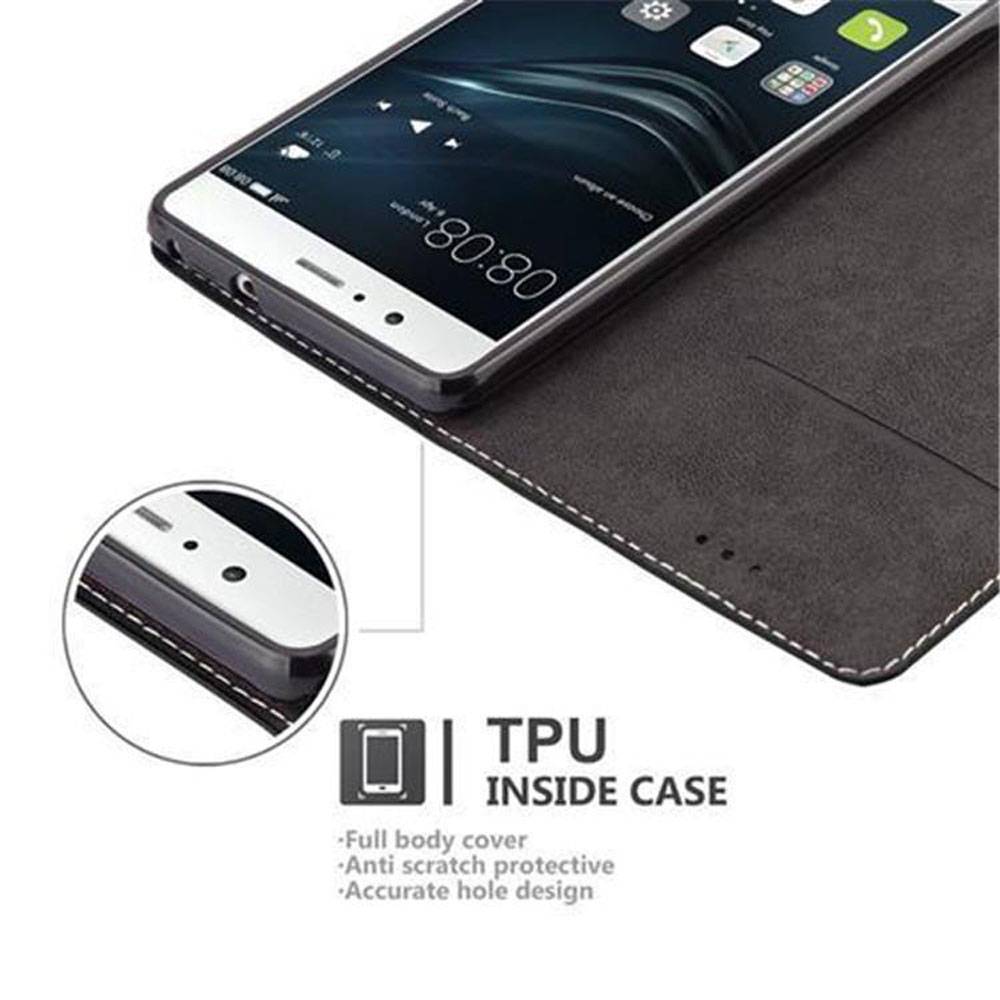 Cadorabo Hülle für Huawei P9 LITE 2016 / G9 LITE Schutzhülle in Schwarz SHandyhülle Book Case Etui Kunstleder