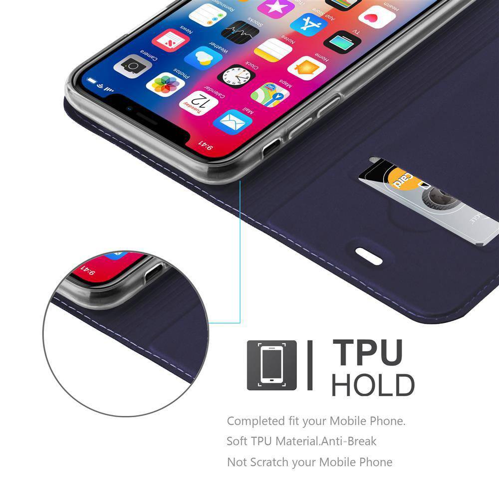 Cadorabo Handyhülle für Apple iPhone X / XS Schutz Hülle in Blau Cover Etui Book Case Booklet
