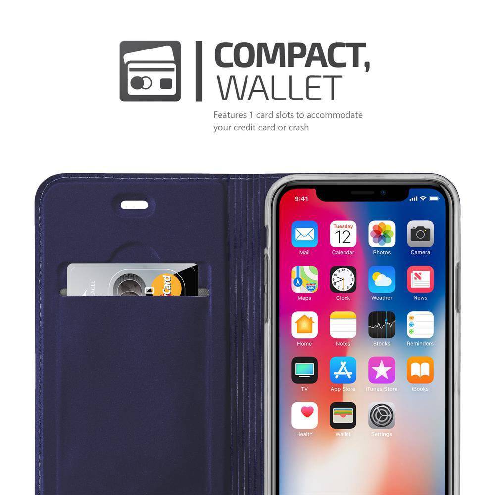 Cadorabo Handyhülle für Apple iPhone X / XS Schutz Hülle in Blau Cover Etui Book Case Booklet