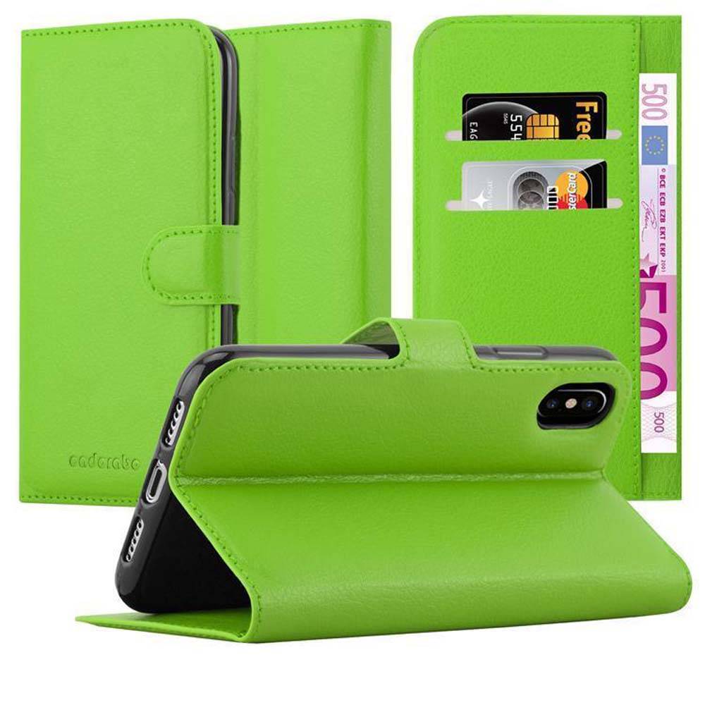 Cadorabo Hülle für Apple iPhone X / XS Schutz Hülle in Grün Handyhülle Etui Case Cover Magnetverschluss