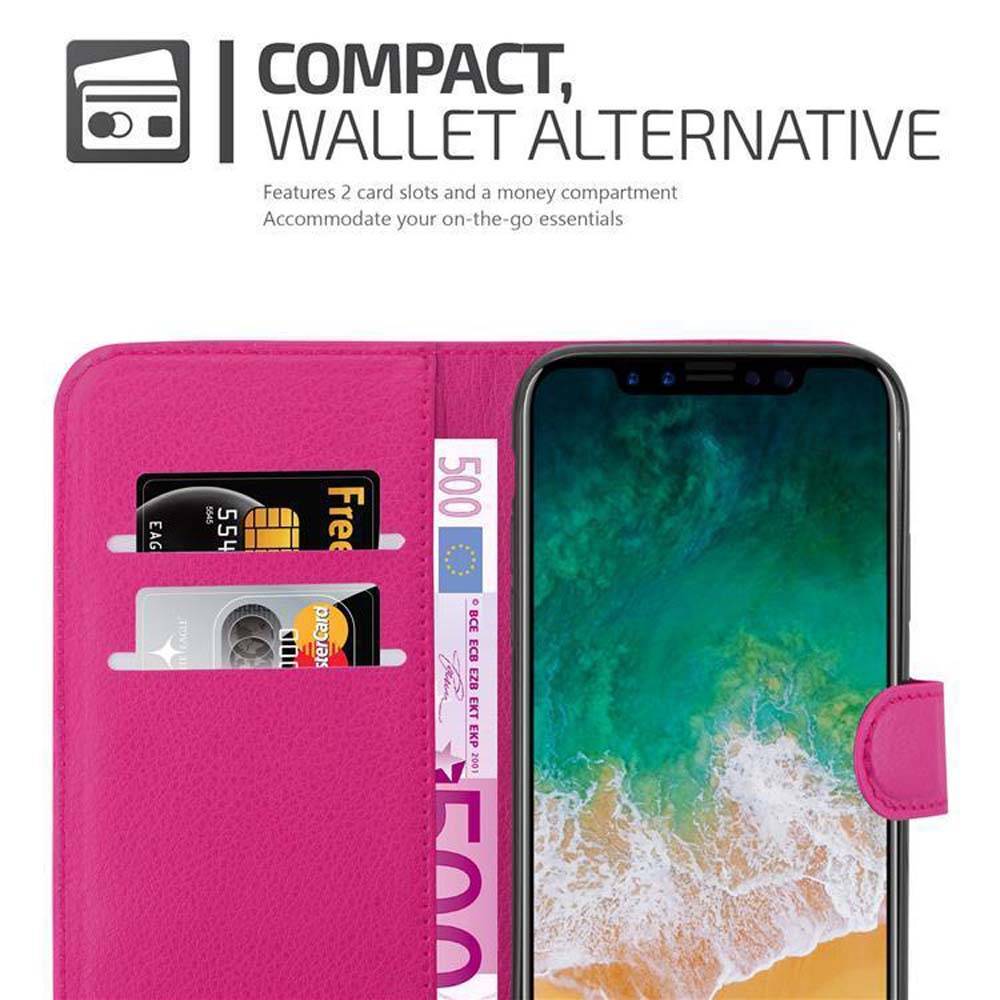 Cadorabo Hülle für Apple iPhone X / XS Schutz Hülle in Pink Handyhülle Etui Case Cover Magnetverschluss