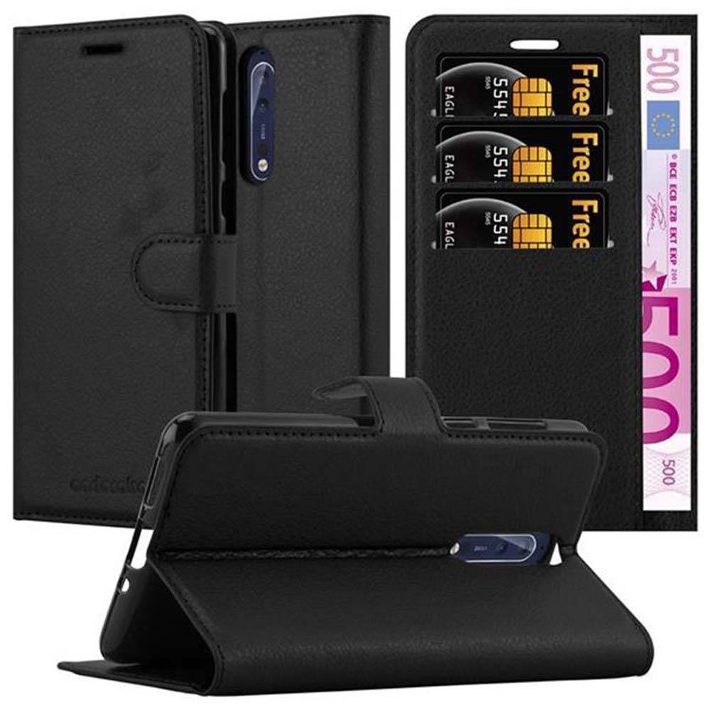 Cadorabo Hülle für Nokia 8 2017 Schutz Hülle in Schwarz Handyhülle Etui Case Cover Magnetverschluss