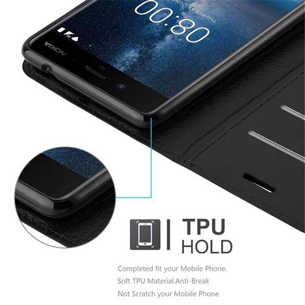 Cadorabo Hülle für Nokia 8 2017 Schutz Hülle in Schwarz Handyhülle Etui Case Cover Magnetverschluss