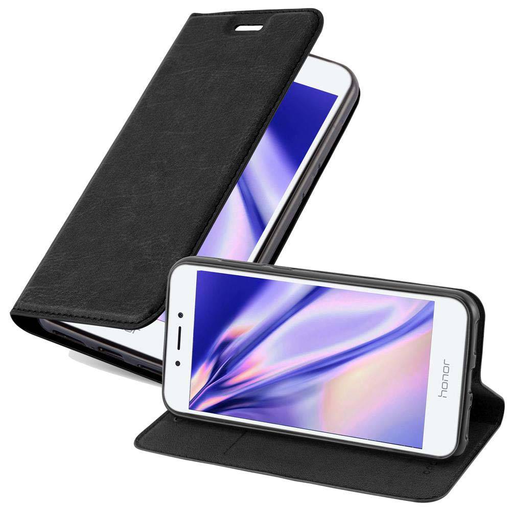 Cadorabo Hülle für Honor 6A Schutz Hülle in Schwarz Handyhülle Etui Case Cover Magnetverschluss