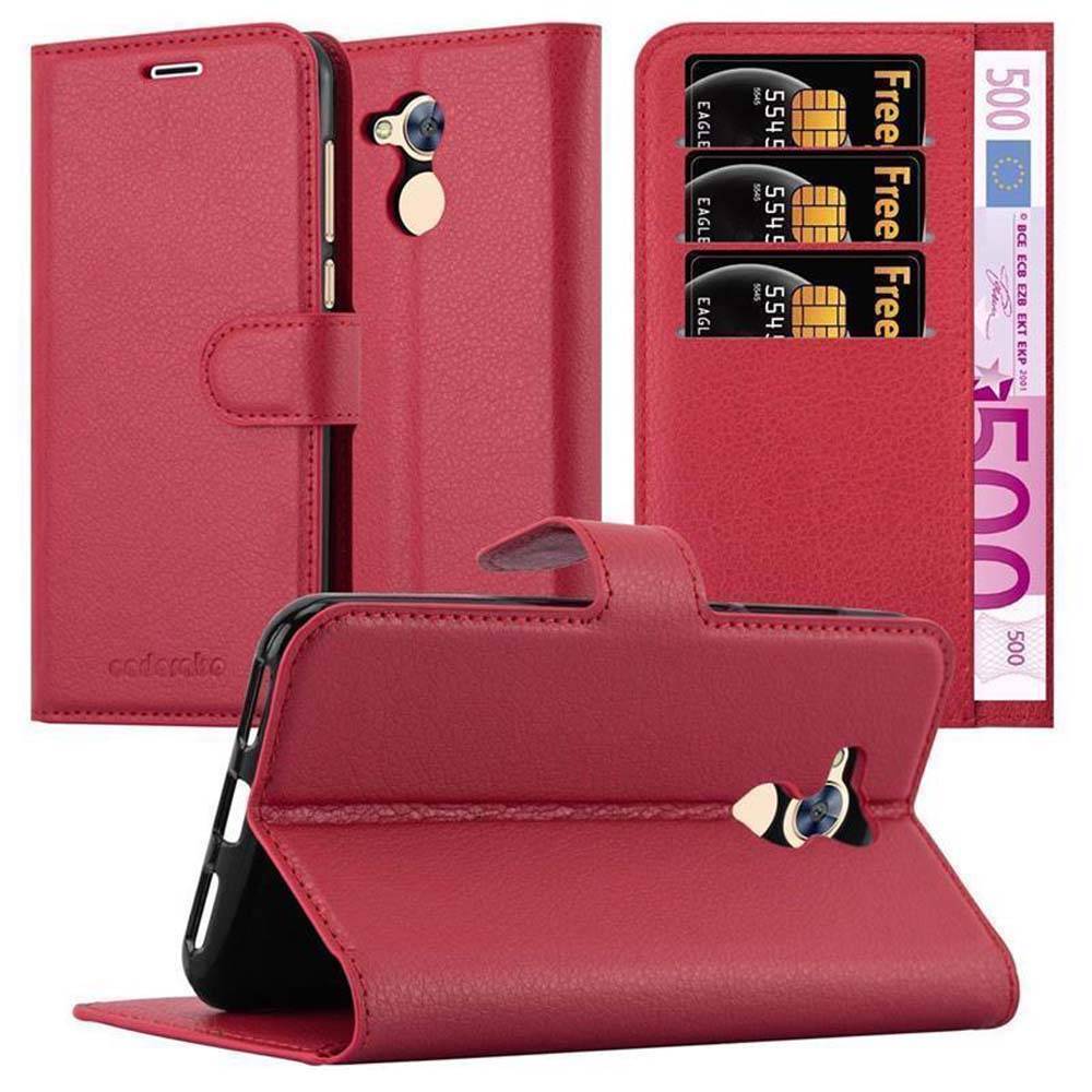 Cadorabo Hülle für Honor 6A Schutz Hülle in Rot Handyhülle Etui Case Cover Magnetverschluss
