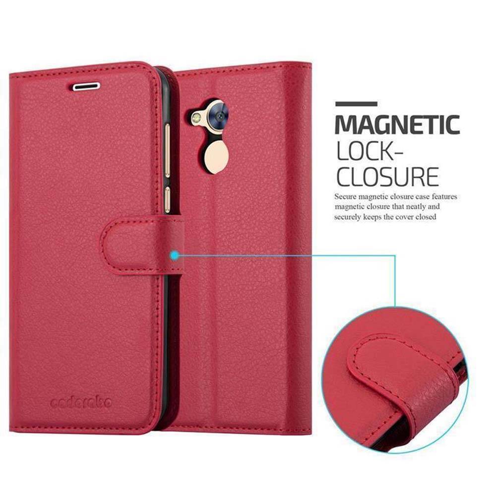 Cadorabo Hülle für Honor 6A Schutz Hülle in Rot Handyhülle Etui Case Cover Magnetverschluss