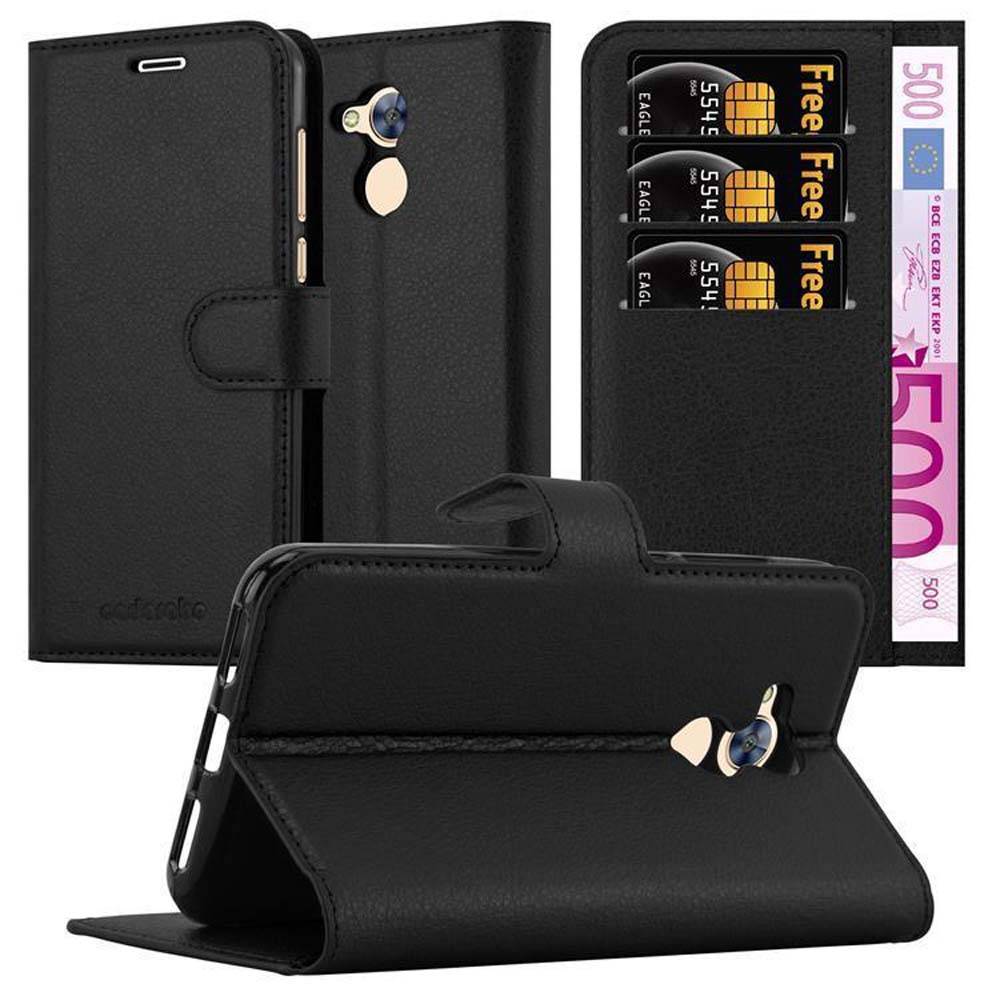 Cadorabo Hülle für Honor 6A Schutz Hülle in Schwarz Handyhülle Etui Case Cover Magnetverschluss