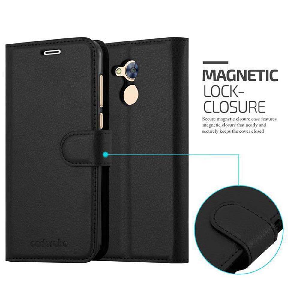 Cadorabo Hülle für Honor 6A Schutz Hülle in Schwarz Handyhülle Etui Case Cover Magnetverschluss