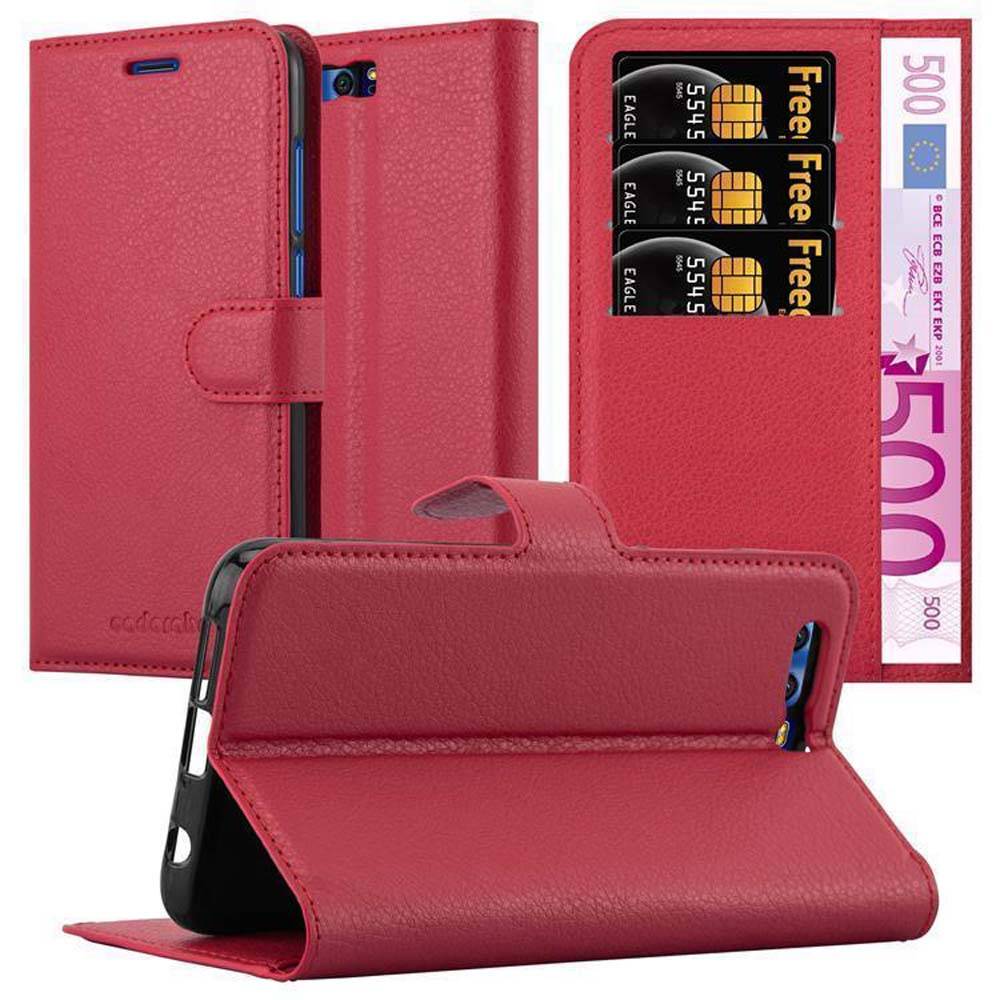 Cadorabo Hülle für Honor 9 Schutz Hülle in Rot Handyhülle Etui Case Cover Magnetverschluss