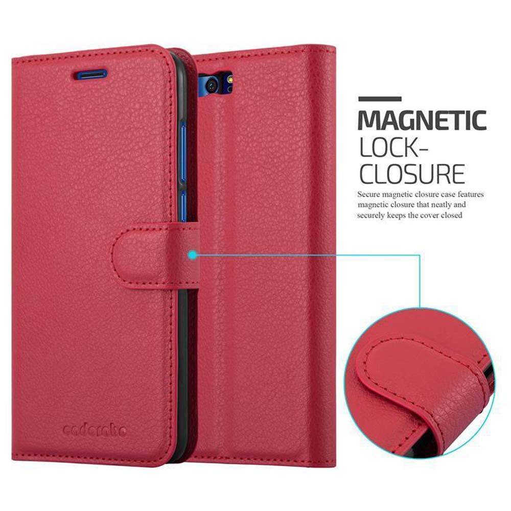 Cadorabo Hülle für Honor 9 Schutz Hülle in Rot Handyhülle Etui Case Cover Magnetverschluss