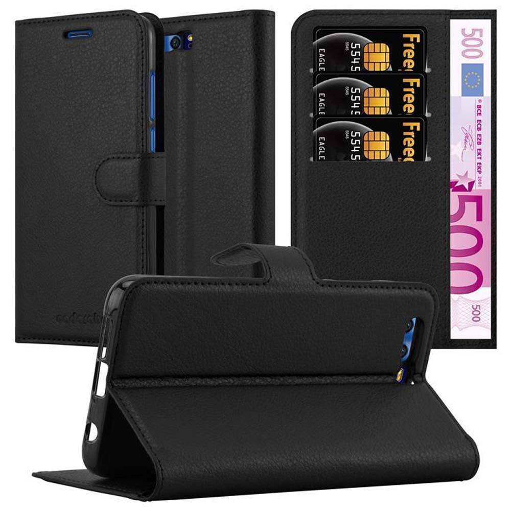 Cadorabo Hülle für Honor 9 Schutz Hülle in Schwarz Handyhülle Etui Case Cover Magnetverschluss