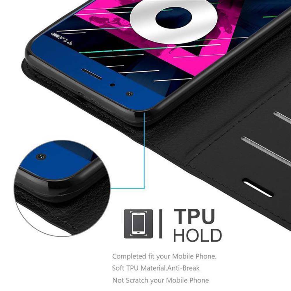 Cadorabo Hülle für Honor 9 Schutz Hülle in Schwarz Handyhülle Etui Case Cover Magnetverschluss