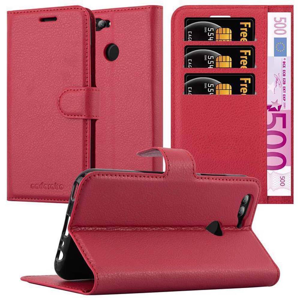 Cadorabo Hülle für Huawei NOVA 2 Schutz Hülle in Rot Handyhülle Etui Case Cover Magnetverschluss