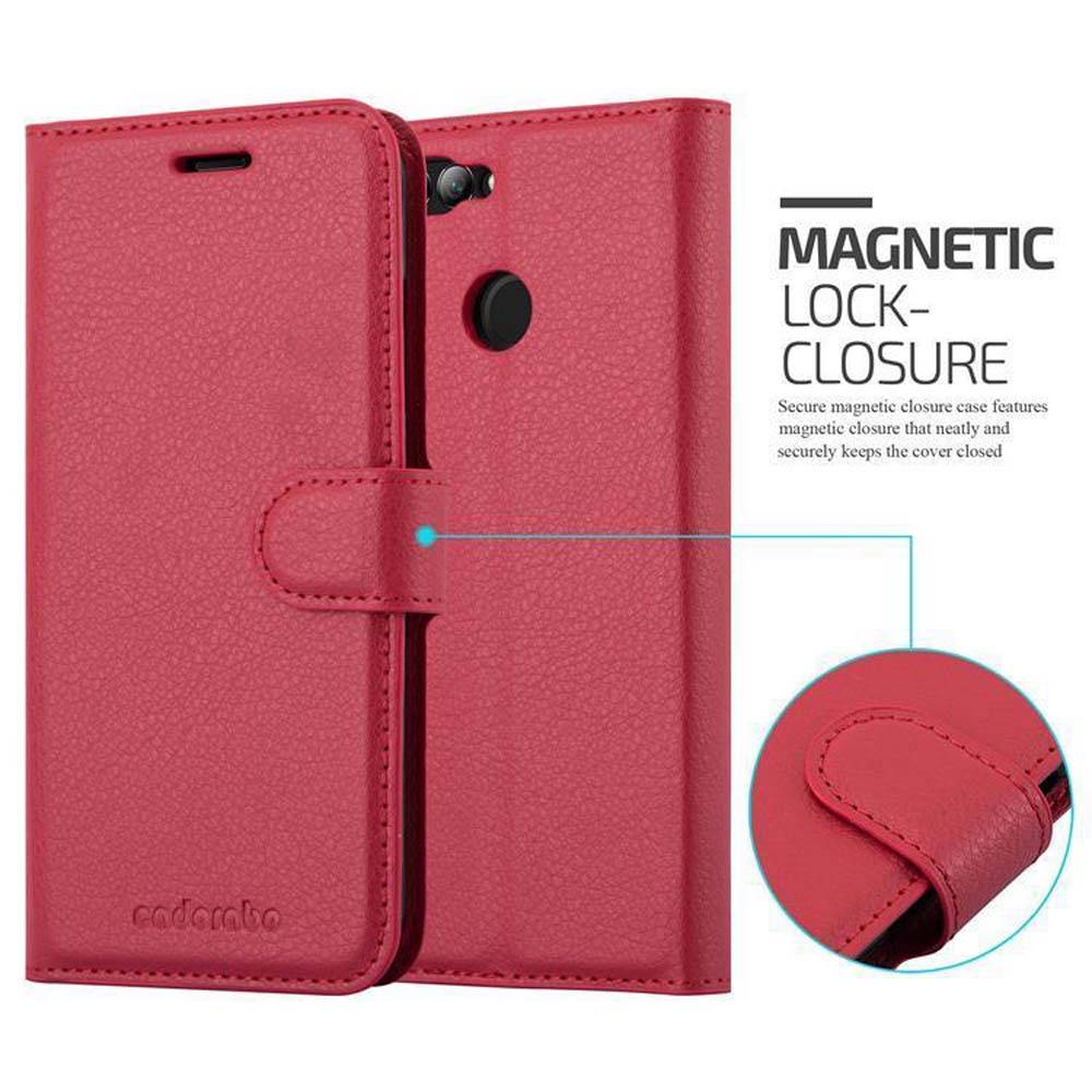 Cadorabo Hülle für Huawei NOVA 2 Schutz Hülle in Rot Handyhülle Etui Case Cover Magnetverschluss