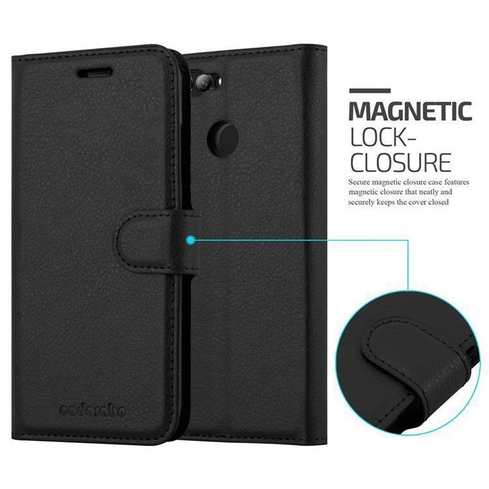 Cadorabo Hülle für Huawei NOVA 2 Schutz Hülle in Schwarz Handyhülle Etui Case Cover Magnetverschluss