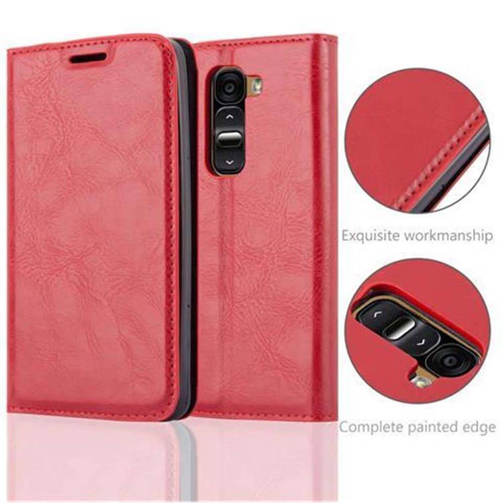 Cadorabo Hülle für LG G2 MINI Schutz Hülle in Rot Handyhülle Etui Case Cover Magnetverschluss