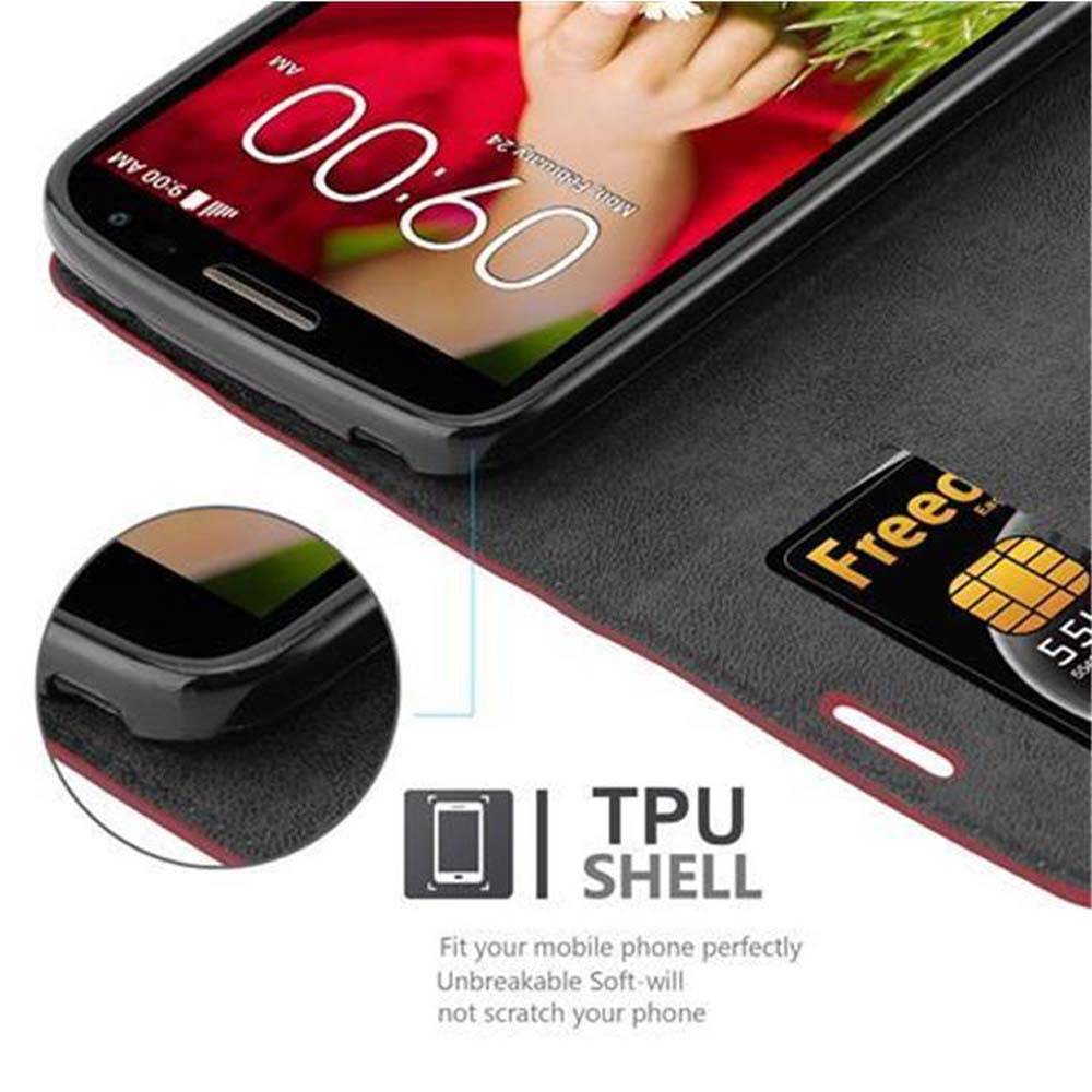 Cadorabo Hülle für LG G2 MINI Schutz Hülle in Rot Handyhülle Etui Case Cover Magnetverschluss
