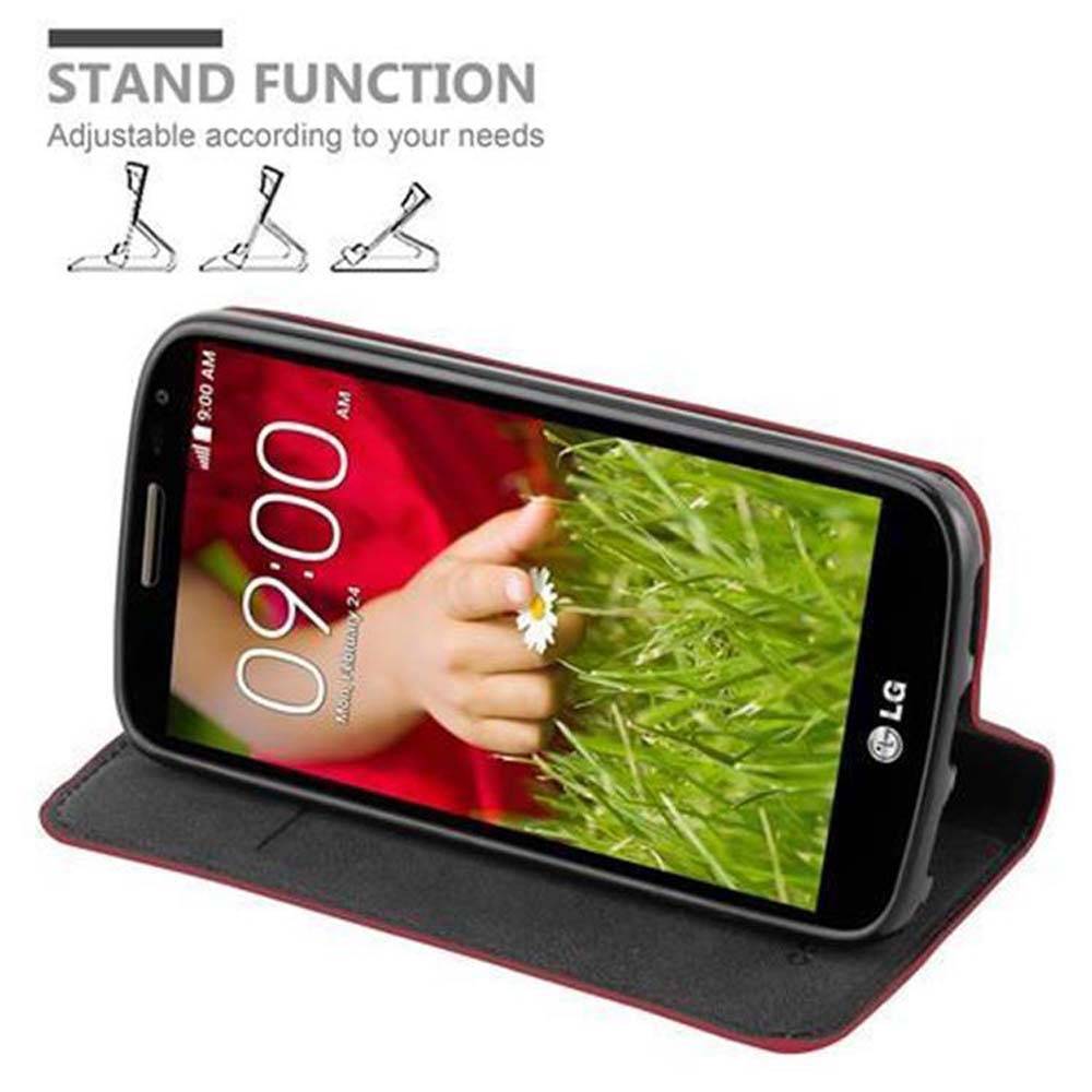 Cadorabo Hülle für LG G2 MINI Schutz Hülle in Rot Handyhülle Etui Case Cover Magnetverschluss