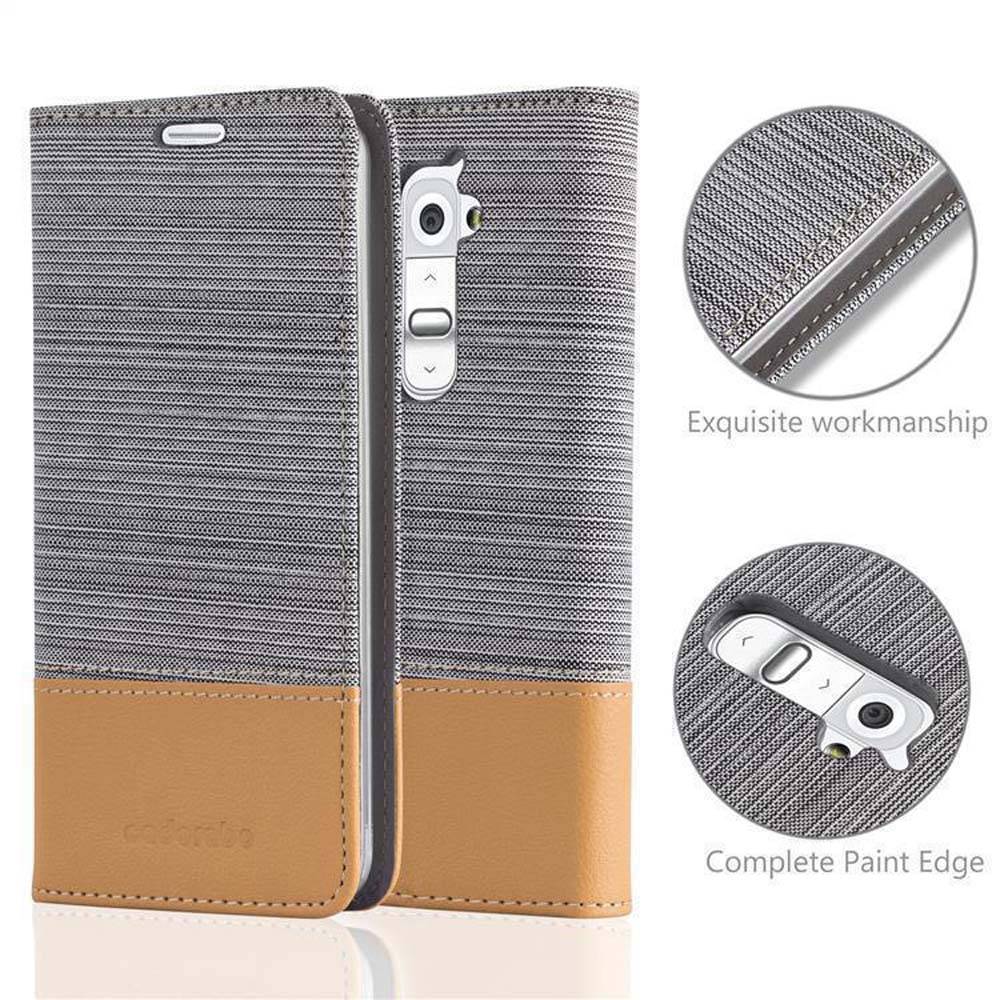 Cadorabo Hülle für LG G2 MINI Schutzhülle in Grau Handy Hülle Etui Book Case Cover