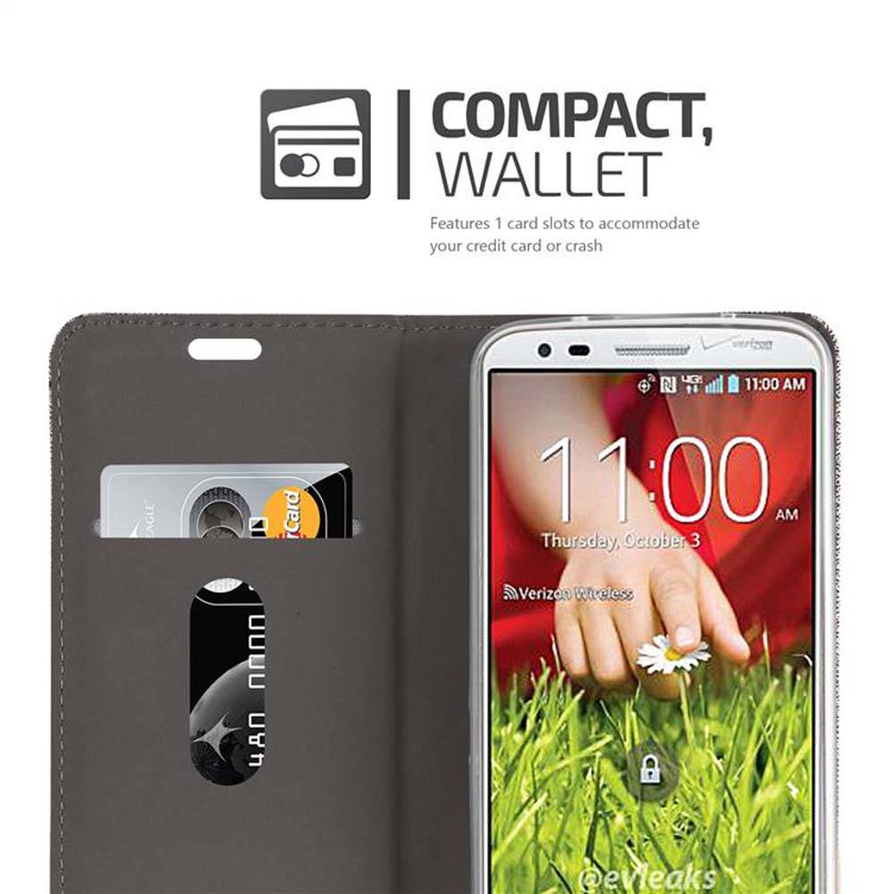 Cadorabo Hülle für LG G2 MINI Schutzhülle in Grau Handy Hülle Etui Book Case Cover