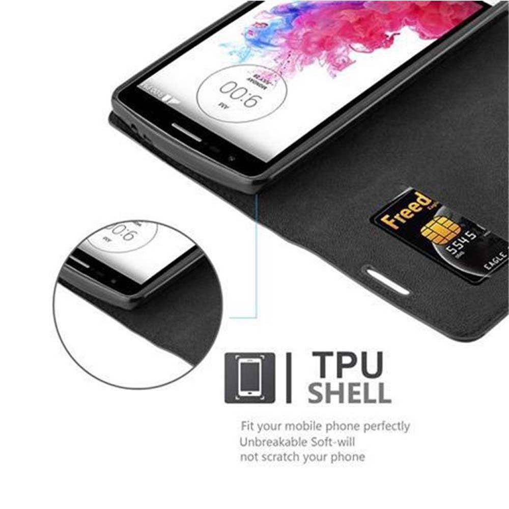 Cadorabo Hülle für LG G3 MINI / G3 S Schutz Hülle in Schwarz Handyhülle Etui Case Cover Magnetverschluss