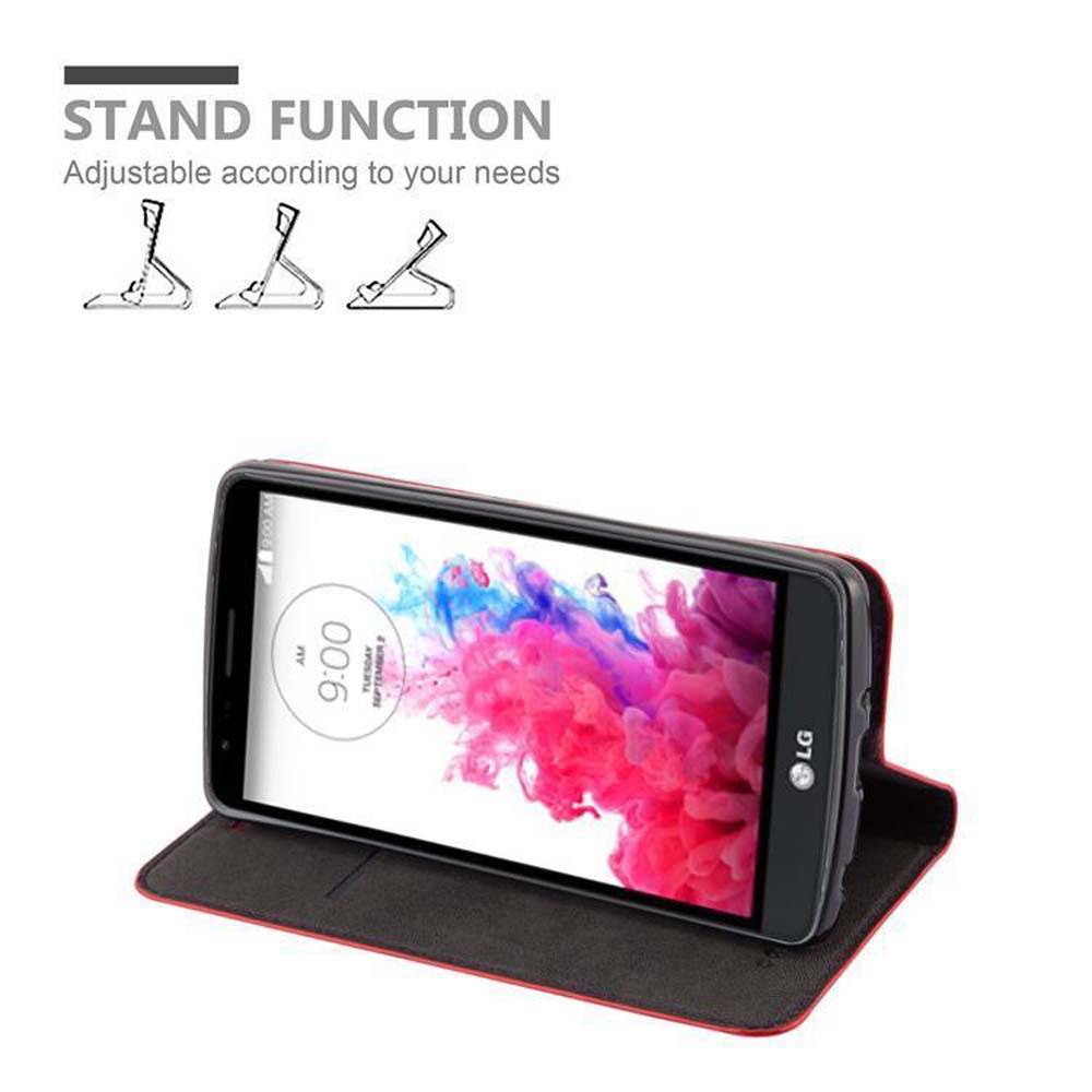 Cadorabo Hülle für LG G3 STYLUS Schutz Hülle in Rot Handyhülle Etui Case Cover Magnetverschluss