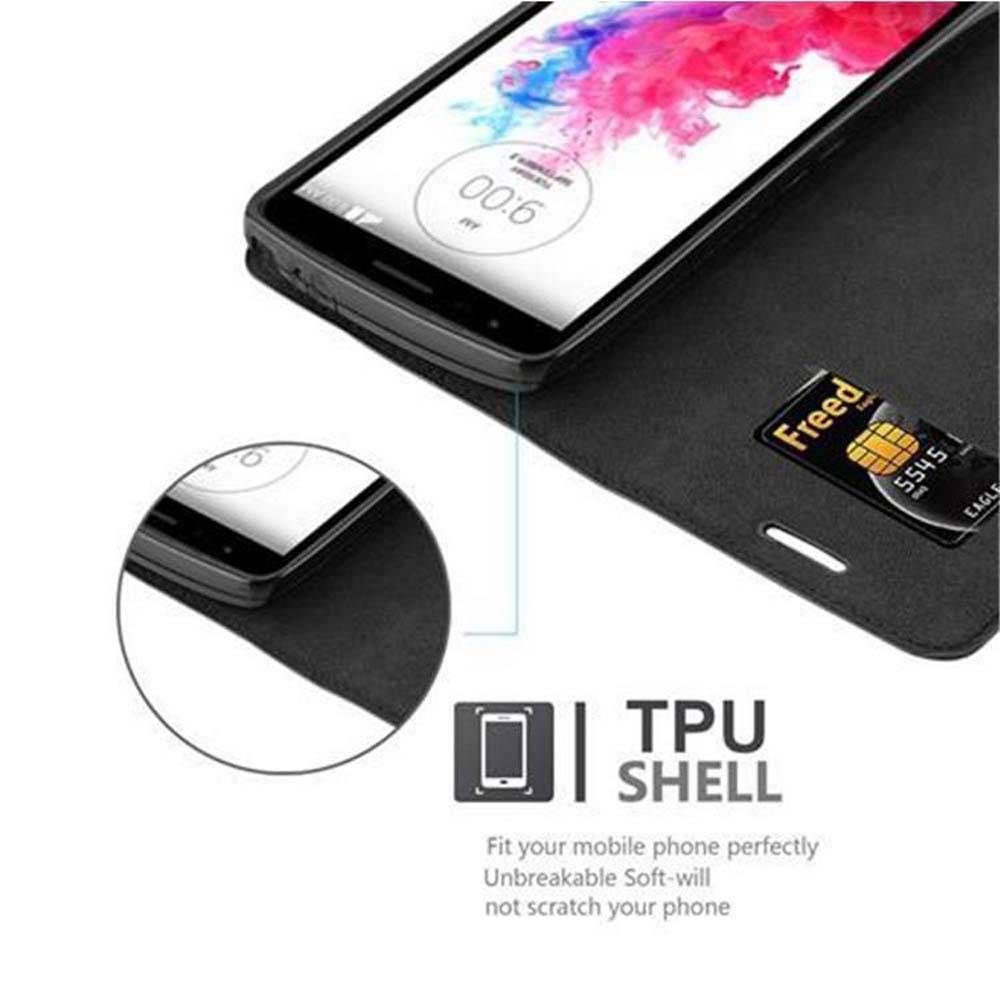 Cadorabo Hülle für LG G3 STYLUS Schutz Hülle in Schwarz Handyhülle Etui Case Cover Magnetverschluss