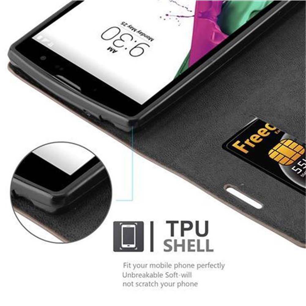 Cadorabo Hülle für LG G4C / G4 MINI / MAGNA Schutz Hülle in Braun Handyhülle Etui Case Cover Magnetverschluss