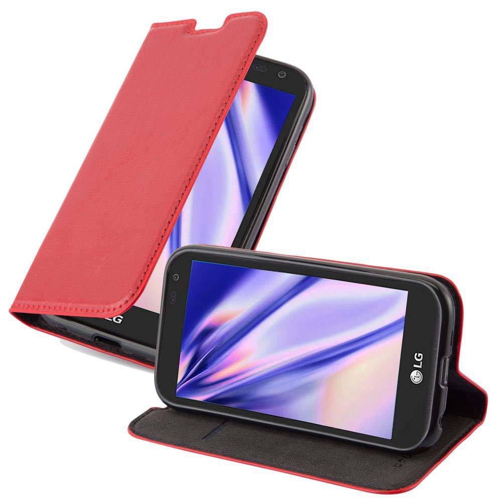 Cadorabo Hülle für LG K3 2017 Schutz Hülle in Rot Handyhülle Etui Case Cover Magnetverschluss