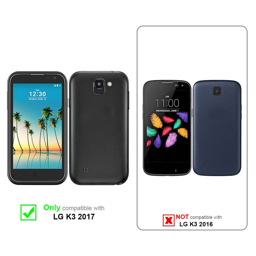 Cadorabo Hülle für LG K3 2017 Schutz Hülle in Rot Handyhülle Etui Case Cover Magnetverschluss