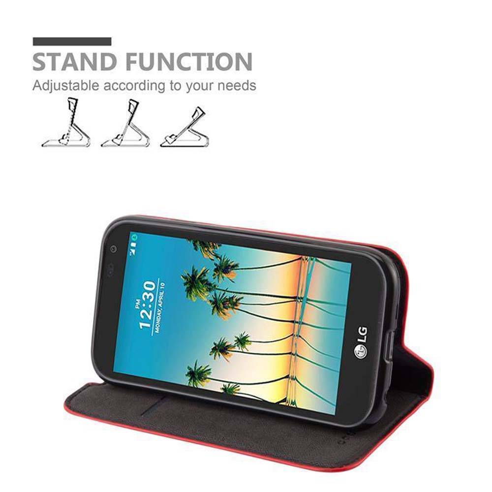 Cadorabo Hülle für LG K3 2017 Schutz Hülle in Rot Handyhülle Etui Case Cover Magnetverschluss