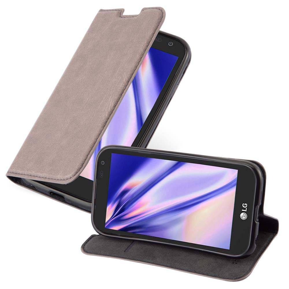 Cadorabo Hülle für LG K3 2017 Schutz Hülle in Braun Handyhülle Etui Case Cover Magnetverschluss