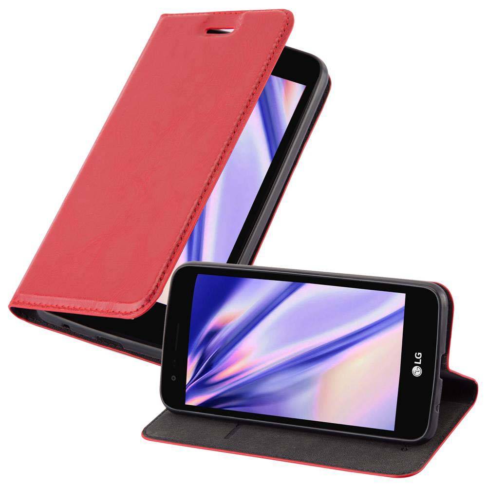 Cadorabo Hülle für LG K4 2017 Schutz Hülle in Rot Handyhülle Etui Case Cover Magnetverschluss