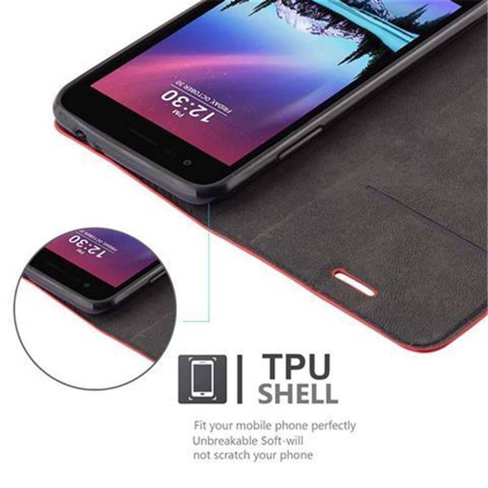 Cadorabo Hülle für LG K4 2017 Schutz Hülle in Rot Handyhülle Etui Case Cover Magnetverschluss