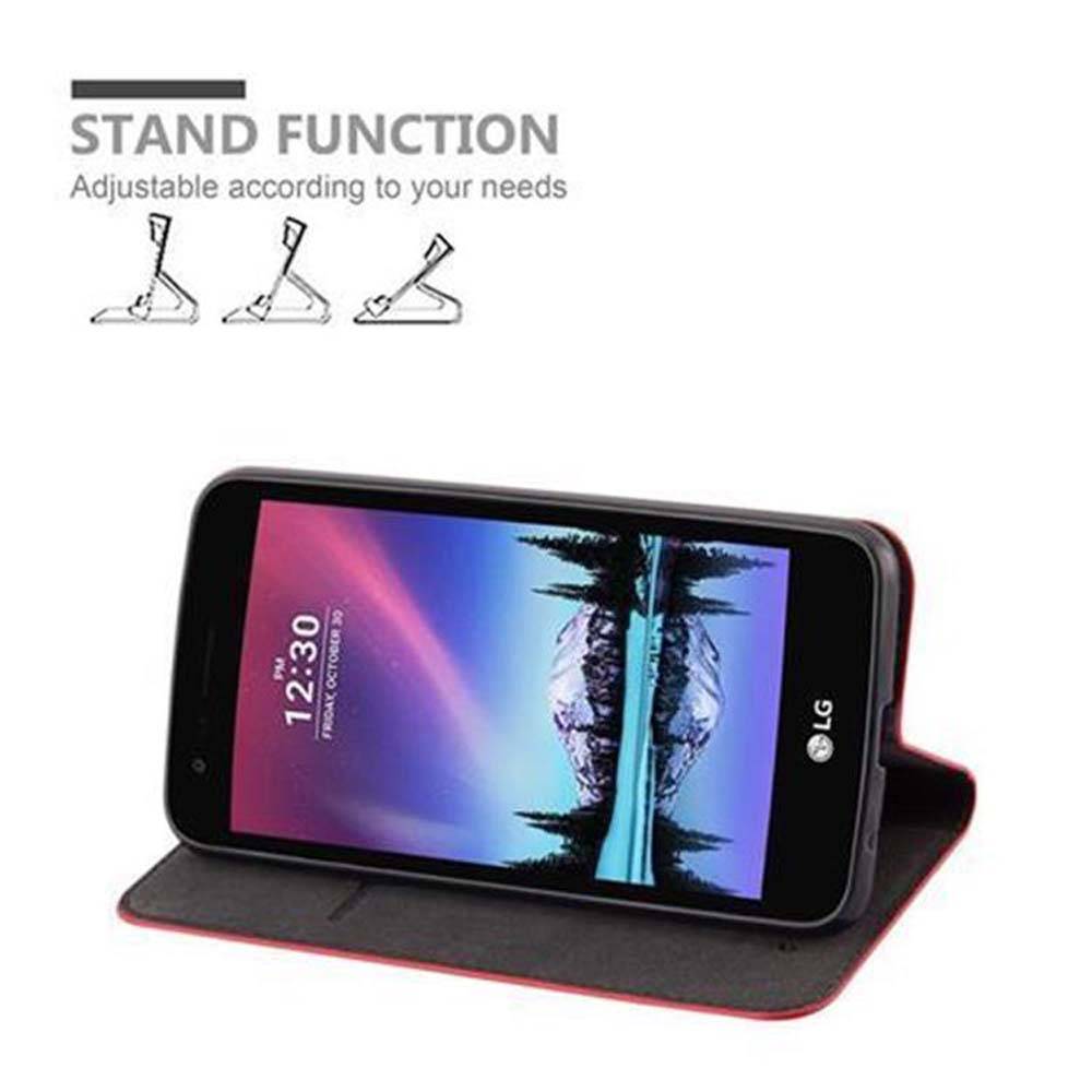 Cadorabo Hülle für LG K4 2017 Schutz Hülle in Rot Handyhülle Etui Case Cover Magnetverschluss