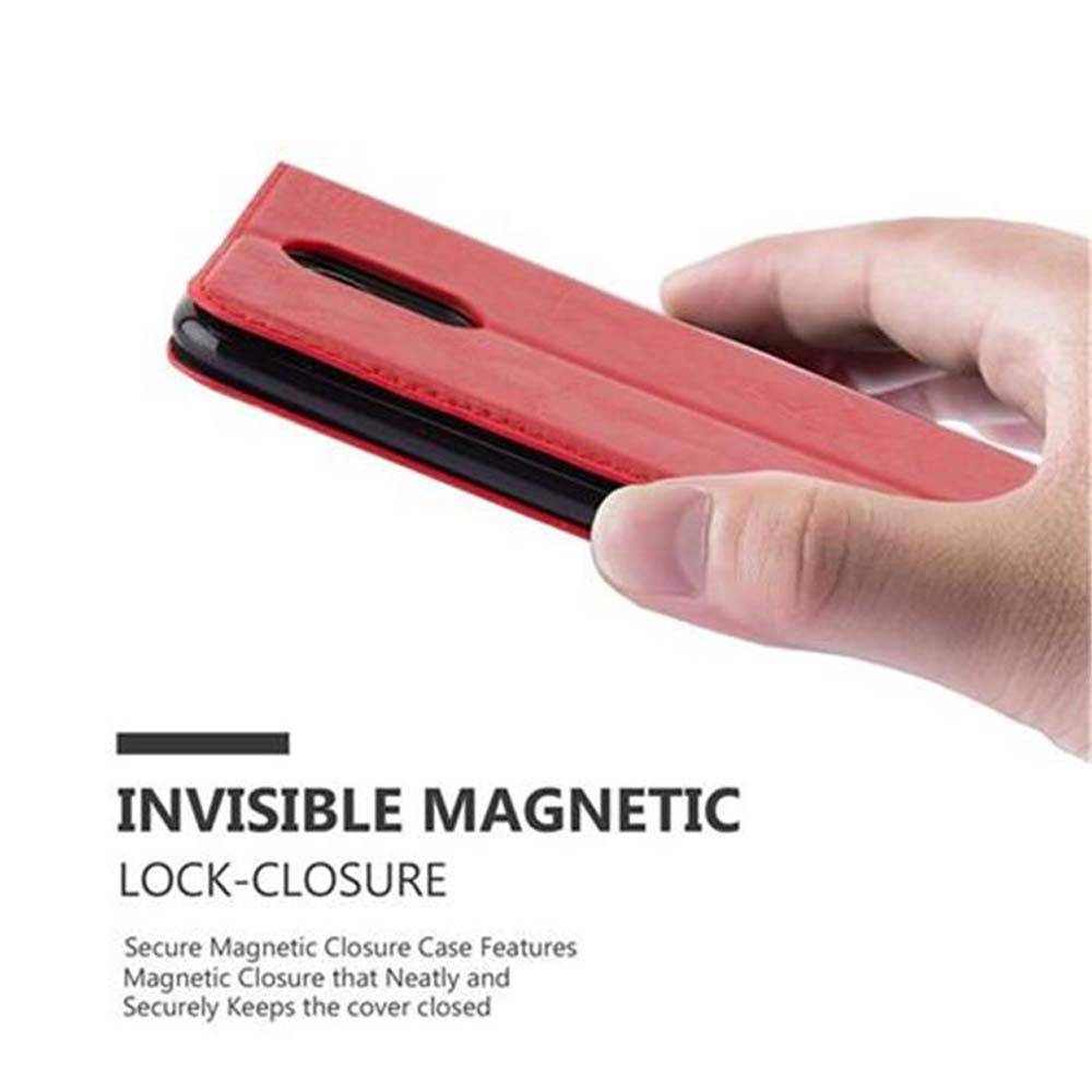 Cadorabo Hülle für LG K4 2017 Schutz Hülle in Rot Handyhülle Etui Case Cover Magnetverschluss