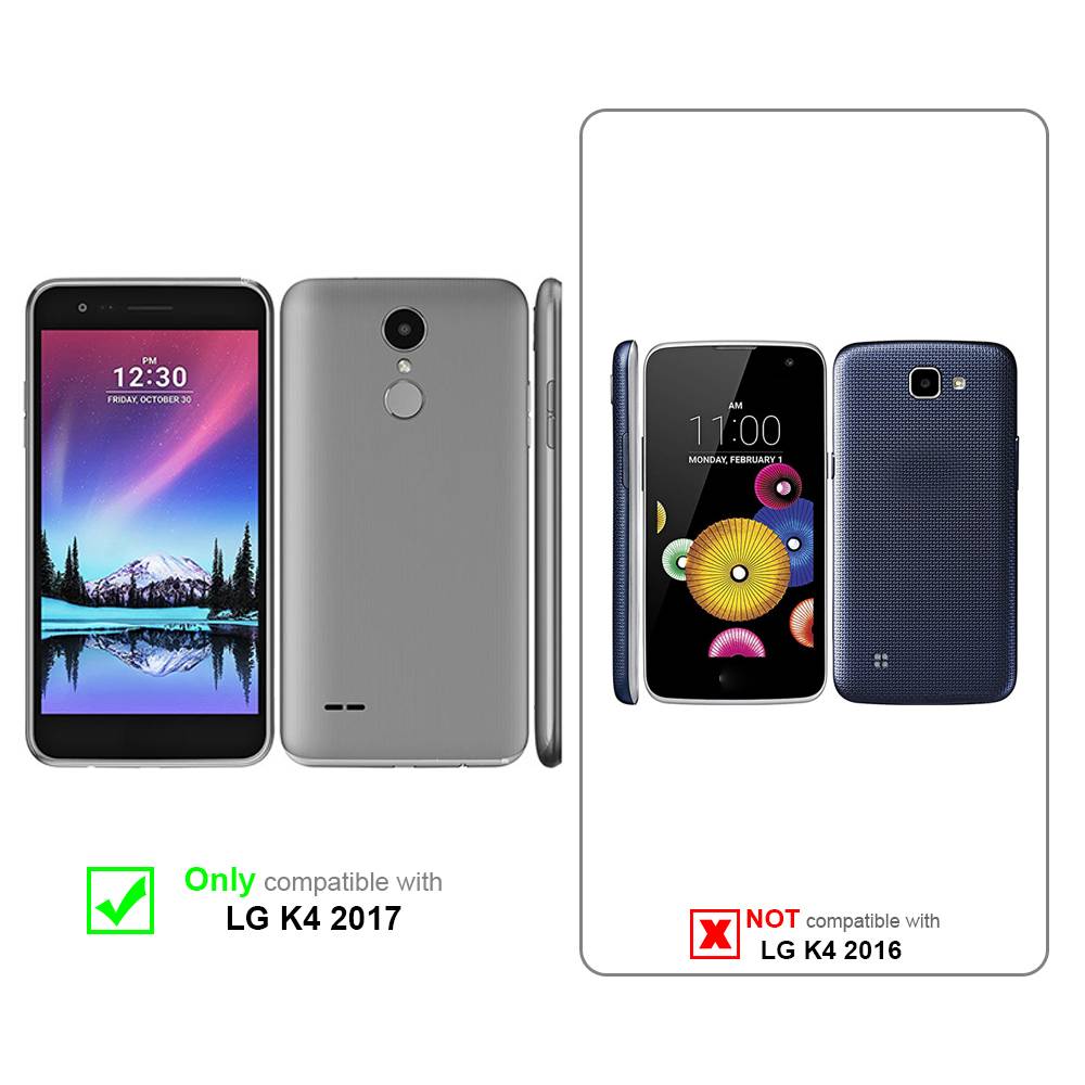 Cadorabo Hülle für LG K4 2017 Schutz Hülle in Rot Handyhülle Etui Case Cover Magnetverschluss