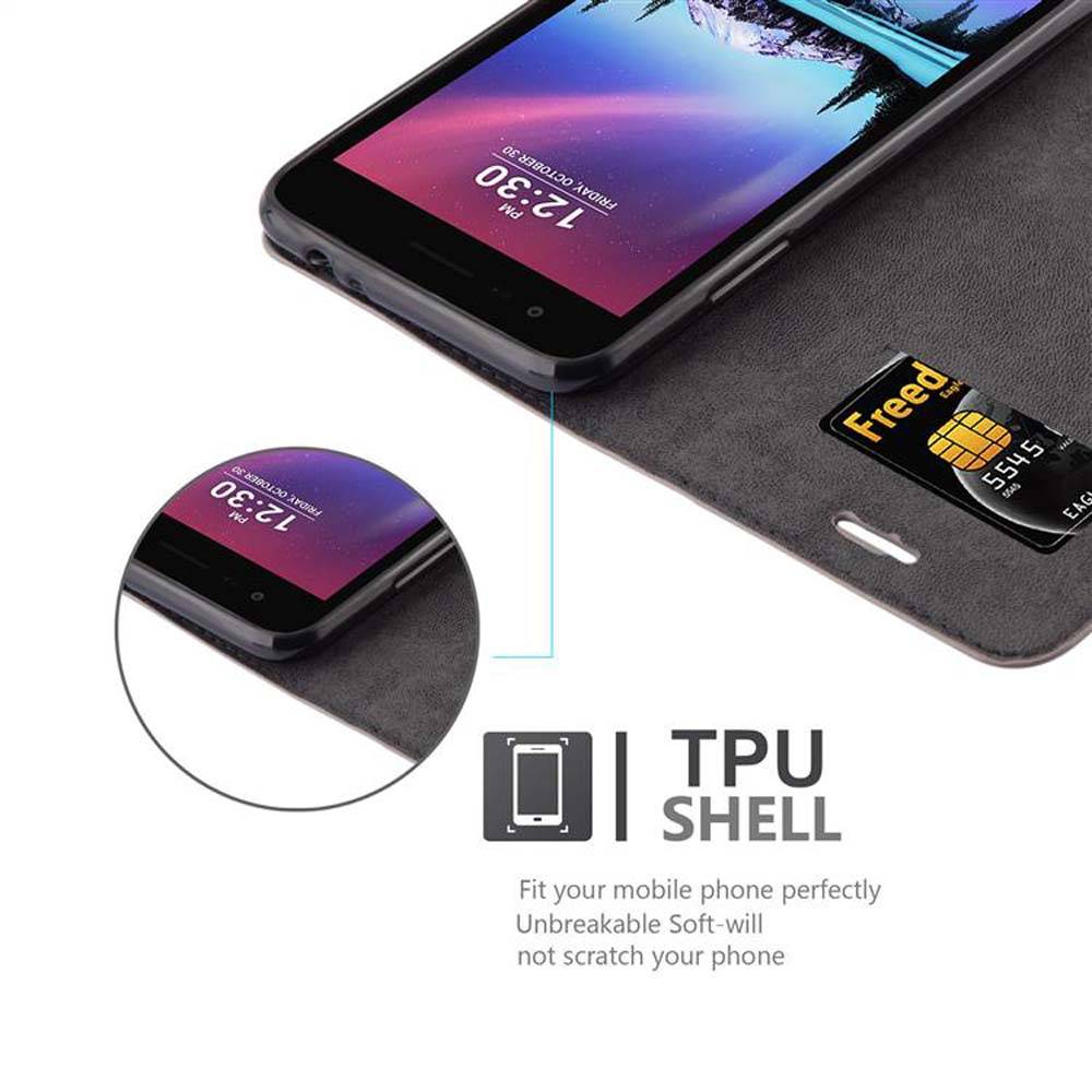 Cadorabo Hülle für LG K4 2017 Schutz Hülle in Braun Handyhülle Etui Case Cover Magnetverschluss