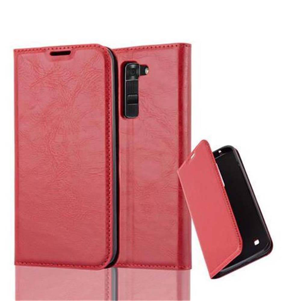 Cadorabo Hülle für LG K7 2017 Schutz Hülle in Rot Handyhülle Etui Case Cover Magnetverschluss